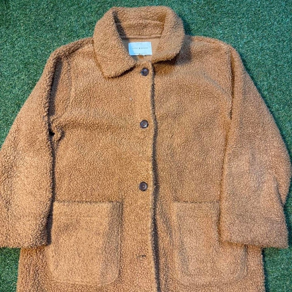 Lucky Brand Brown Sherpa Teddy Coat Size Small